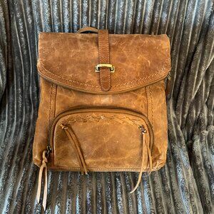 Diba True brown leather backpack with natural distressed look